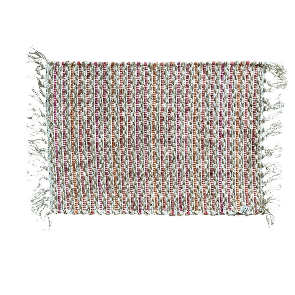 Set of 4 Fringed Placemats Home Decor Fall Orange Boho Farmhouse
